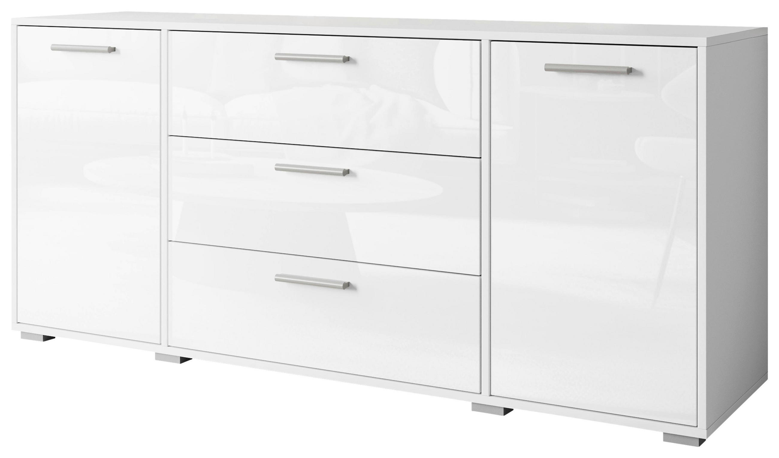 SIDEBOARD 150/68/40 cm  - vit/vit högglans, Basics, trämaterial/plast (150/68/40cm) - MID.YOU