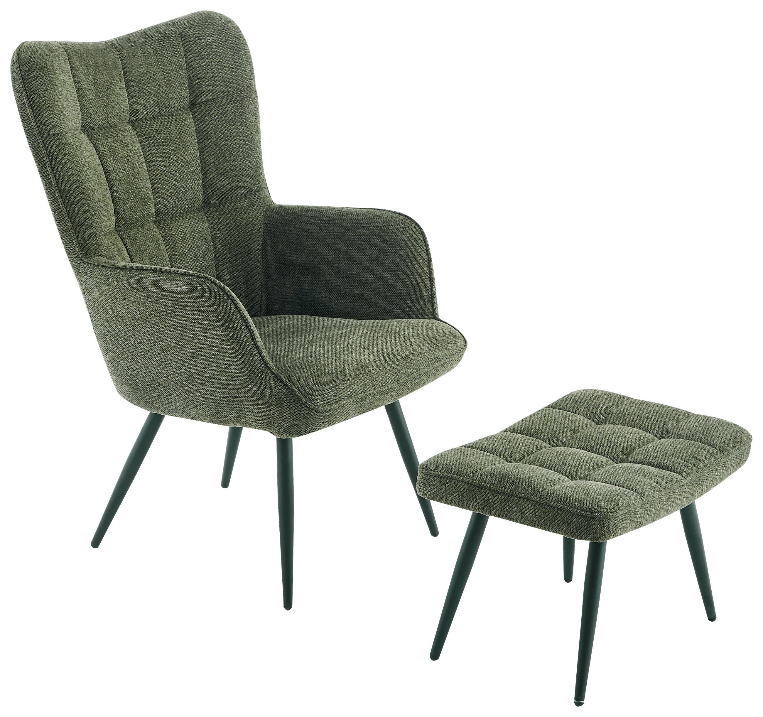 Ti'me RELAXAČNÍ KŘESLO S TABURETEM, kov, textil, zelená