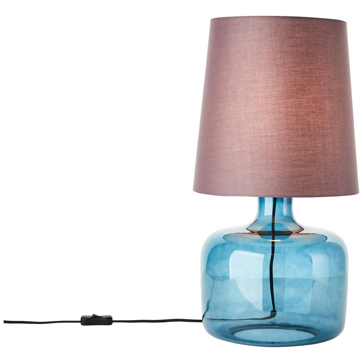 TISCHLEUCHTE 30/56,9 cm   - Taupe/Dunkelblau, KONVENTIONELL, Glas/Textil (30/56,9cm)