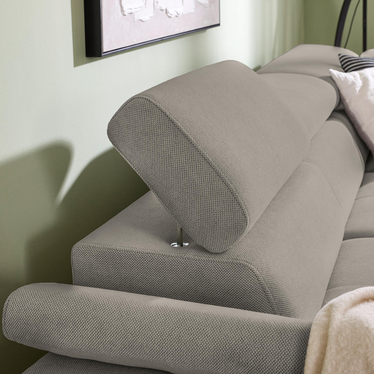 ECKSOFA inkl. Funktion COMBO Dunkelgrau Flachgewebe  - Dunkelgrau/Schwarz, Design, Textil/Metall (266/206cm) - Stylife