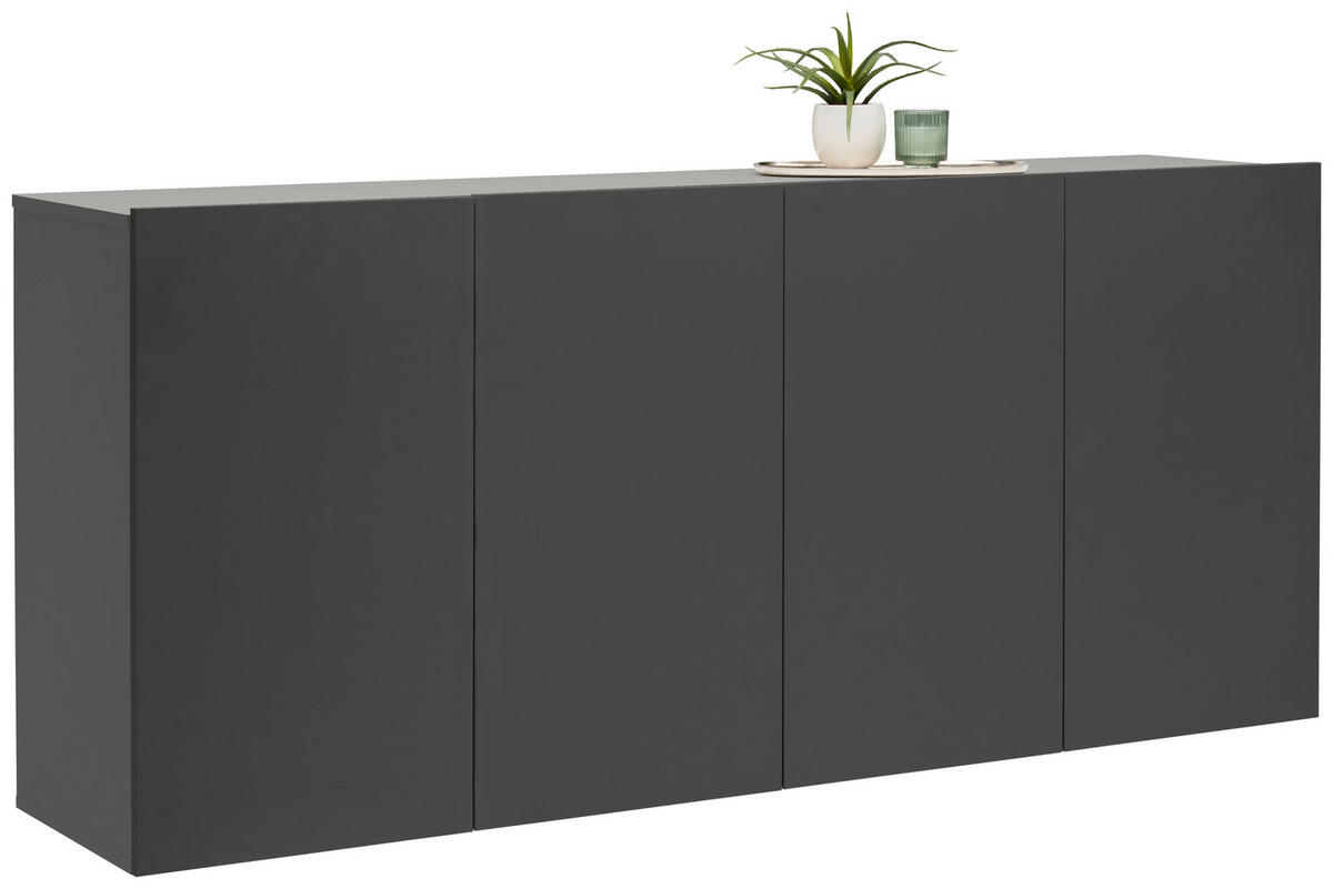 ŠIROKÁ KOMODA, antracitová, 180/80/42 cm - antracitová, Design, kompozitné drevo (180/80/42cm) - Hom`in