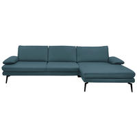 ECKSOFA in Echtleder Blau  310/180 cm  - Blau/Schwarz, Design, Leder/Metall (310/180cm) - Dieter Knoll