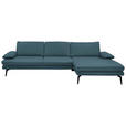 ECKSOFA in Echtleder Blau  310/180 cm  - Blau/Schwarz, Design, Leder/Metall (310/180cm) - Dieter Knoll