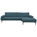 ECKSOFA in Echtleder Blau  310/180 cm  - Blau/Schwarz, Design, Leder/Metall (310/180cm) - Dieter Knoll