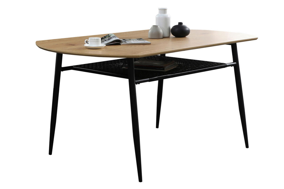 ESSTISCH rechteckig Naturfarben, Schwarz  - Schwarz/Naturfarben, MODERN, Holzwerkstoff/Kunststoff (160/90/76cm) - Livetastic