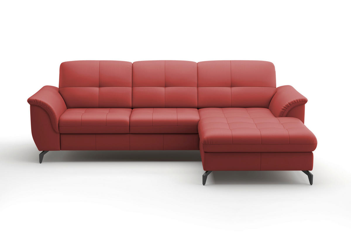 ECKSOFA in Vliesstoff Kombination Echtleder/Stoff Rot  262/164 cm  - Rot/Schwarz, MODERN, Leder/Textil (262/164cm) - Sit & More