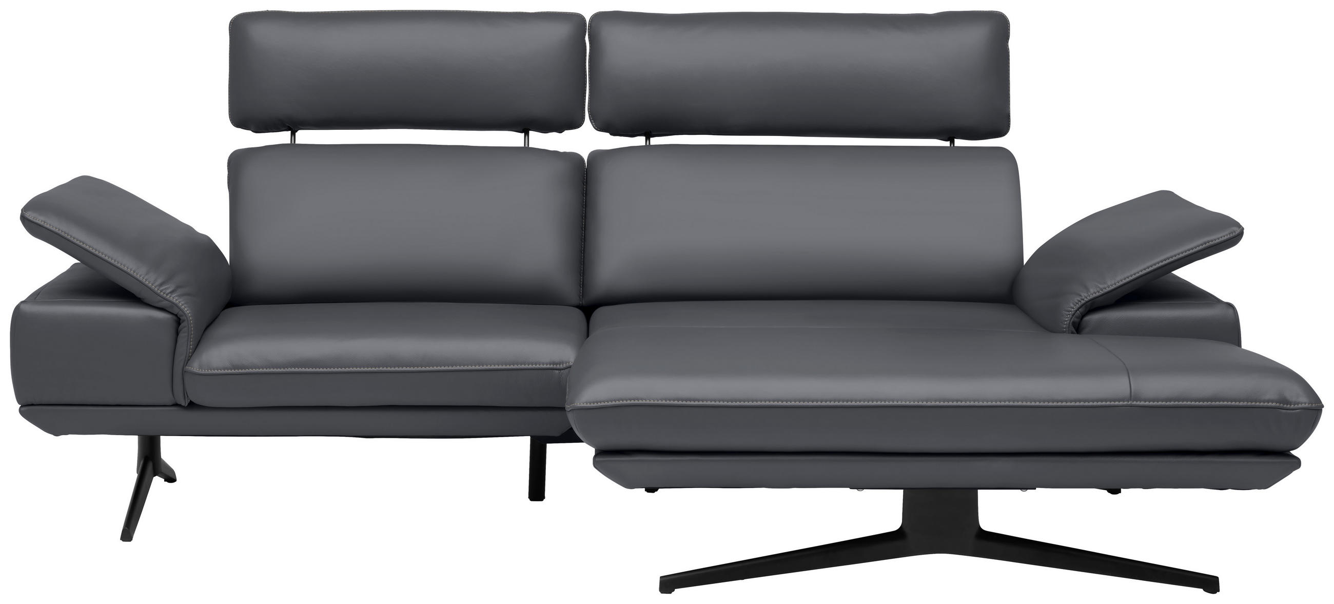 ECKSOFA in Echtleder Dunkelgrau  239/150 cm  - Dunkelgrau/Beige, Design, Leder/Metall (239/150cm) - Koinor