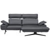 ECKSOFA in Echtleder Dunkelgrau  - Dunkelgrau/Beige, Design, Leder/Metall (239/150cm) - Koinor