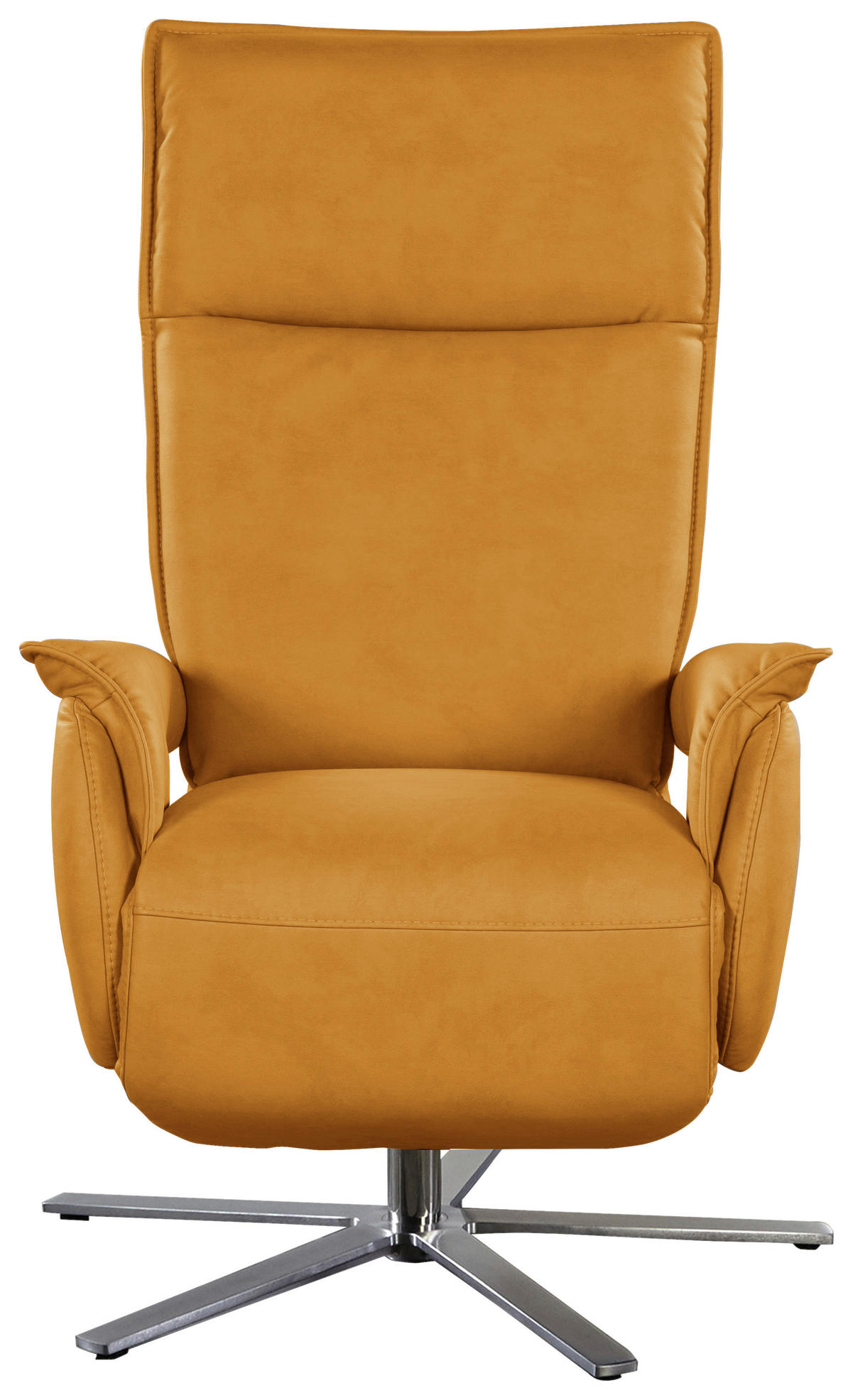 RELAXSESSEL in Leder Currygelb  - Currygelb/Edelstahlfarben, Modern, Leder/Metall (77/116/80cm) - Livetastic