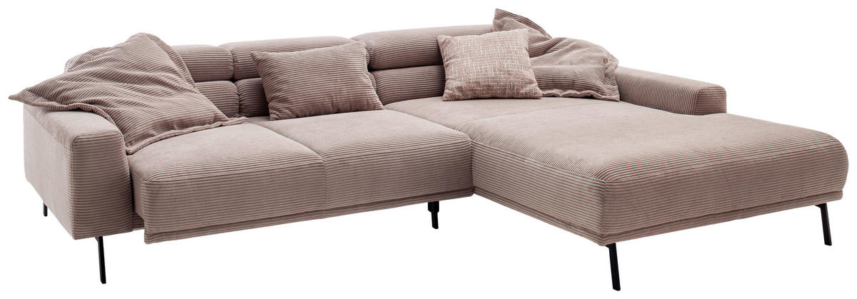 ECKSOFA  in Cord Taupe  293/215-217 cm  - Taupe/Schwarz, Design, Textil/Metall (293/215-217cm) - Schöner Wohnen