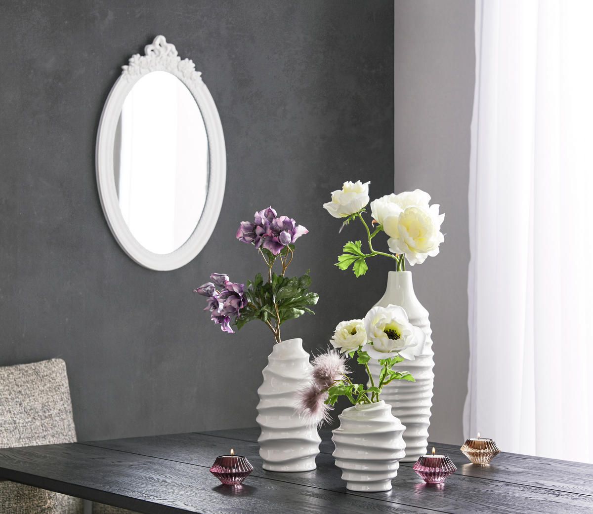 VASE 36,6 cm  - Weiß, Design, Keramik (12,5/36,6/13,5cm) - Ambia Home