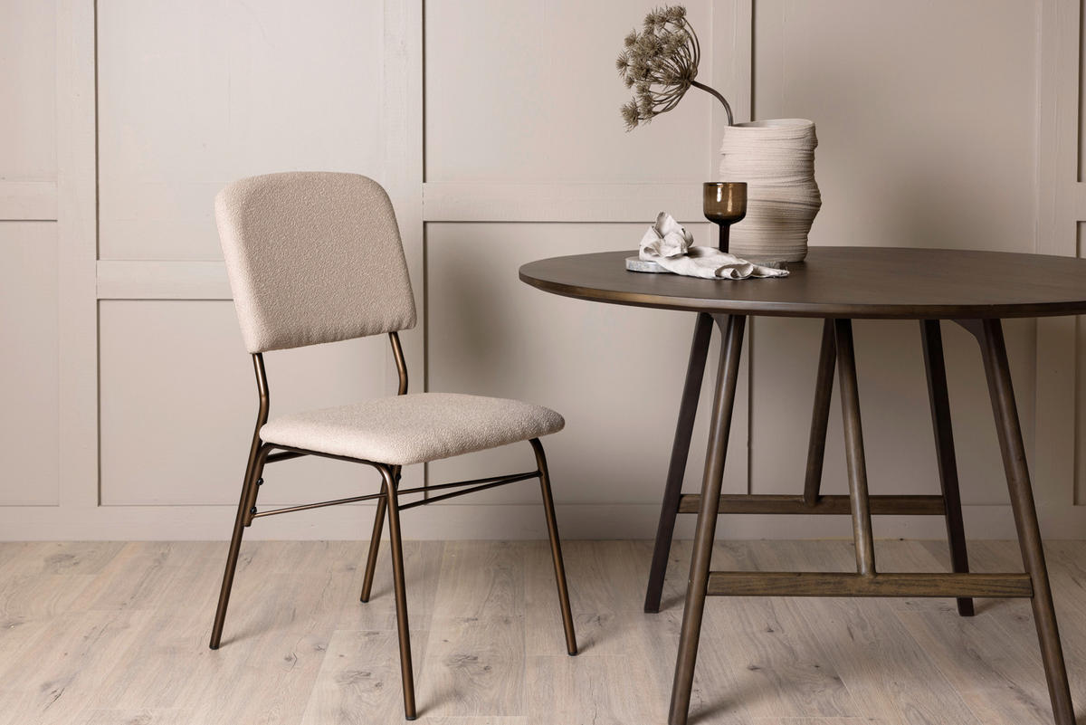 STOLSET 2 styck stål textilväv  - beige/brun, Design, metall/textil (48.5/94/56cm) - Livetastic