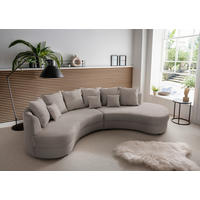WOHNLANDSCHAFTOttomane rechts, organische Form  in Cord Graubraun  - Graubraun/Schwarz, Design, Kunststoff/Textil (300/160cm) - Livetastic