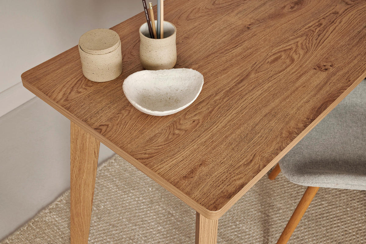ECKSCHREIBTISCH 140/118/76 cm  in Eichefarben  - Eichefarben/Alufarben, MODERN, Holzwerkstoff/Metall (140/118/76cm) - Livetastic
