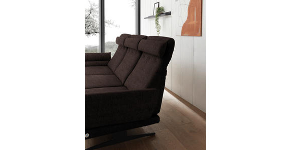 ECKSOFA Braun Flachgewebe  - Schwarz/Braun, Design, Textil/Metall (176-217/279-327cm) - Dieter Knoll