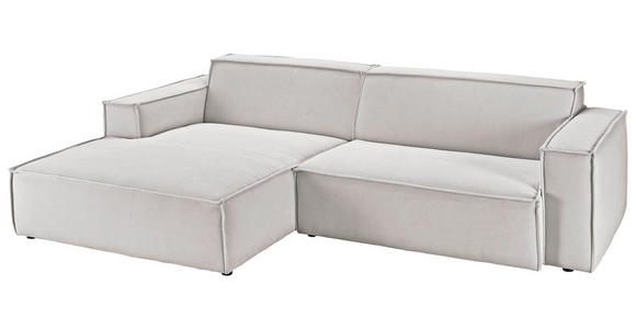 ECKSOFA Hellgrau Feincord  - Hellgrau/Schwarz, KONVENTIONELL, Kunststoff/Textil (168/276cm) - Hom`in