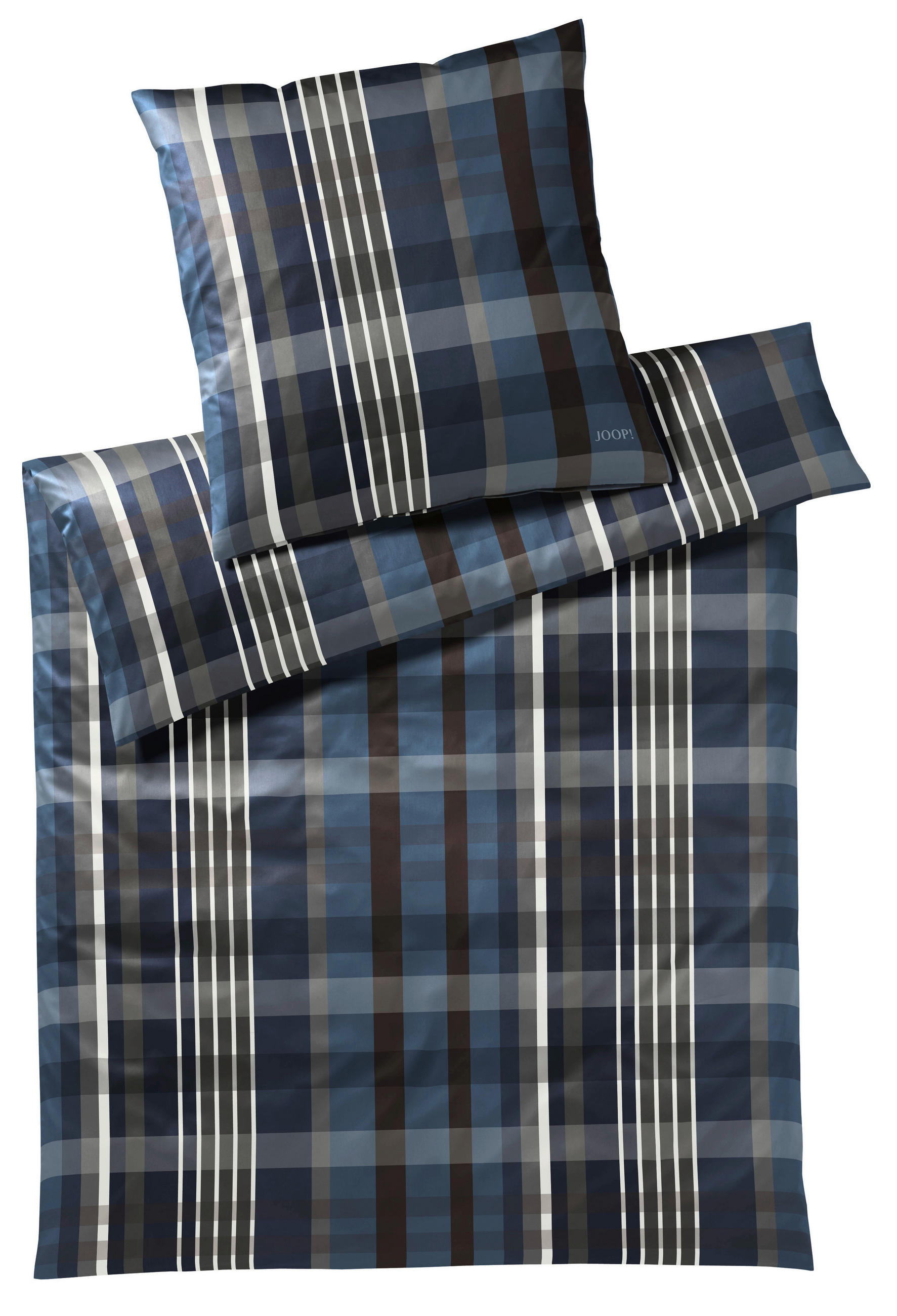 Joop! Bettwäsche Checks Blau, Grau, Dunkelblau 240x220 cm