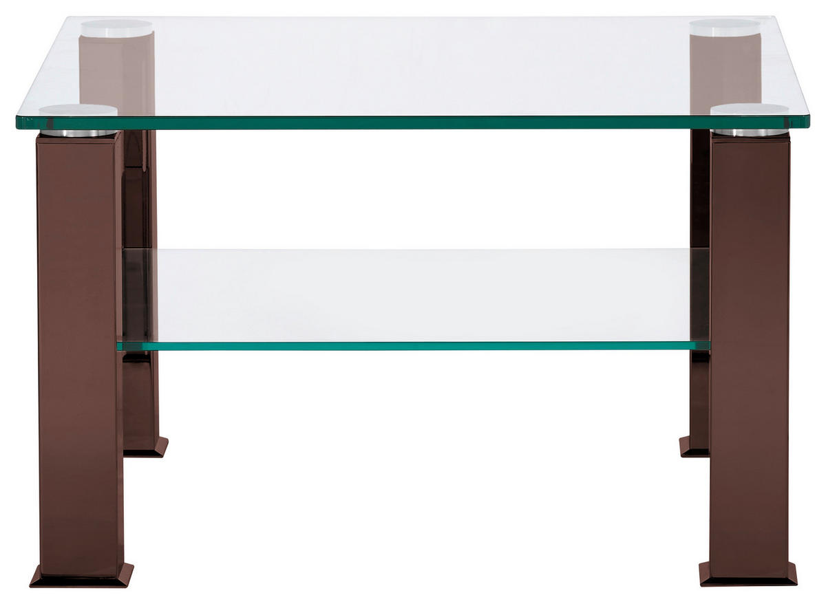 COUCHTISCH in Metall, Glas 75/75/42,5 cm  - Braun, Design, Glas/Kunststoff (75/75/42,5cm)