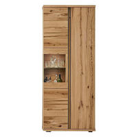 VITRINE in furniert Eiche Eichefarben  - Eichefarben/Schwarz, Design, Glas/Holz (84/214/43cm) - Venjakob