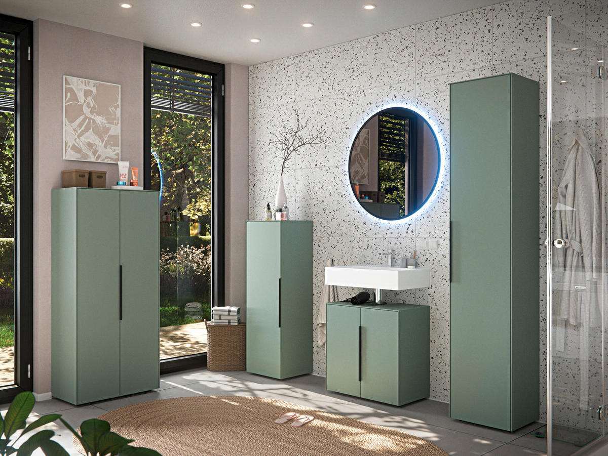 HOCHSCHRANK 38/192/30 cm  - Schwarz/Grün, Design, Holzwerkstoff/Kunststoff (38/192/30cm) - home24