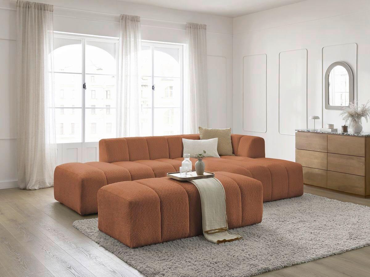 ECKSOFA  ANNECY Orange Bouclé  - Schwarz/Orange, MODERN, Kunststoff/Textil (262/170cm)
