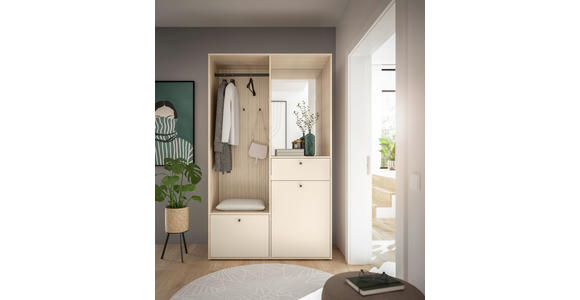GARDEROBE 4-teilig  in 120/200/50 cm  - Kaschmir/Eichefarben, Design, Glas/Holzwerkstoff (120/200/50cm) - Xora