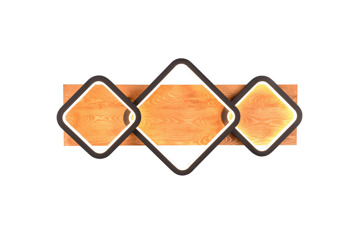 LED-DECKENLEUCHTE    72/12,5/32,5 cm  - Schwarz/Braun, Design, Holz/Metall (72/12,5/32,5cm) - Trio Leuchten