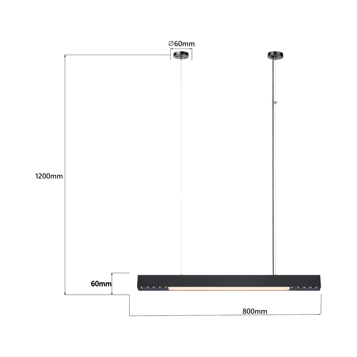 LED-HÄNGELEUCHTE Cali 120/80/6 cm  - Schwarz, Design, Metall (120/80/6cm)