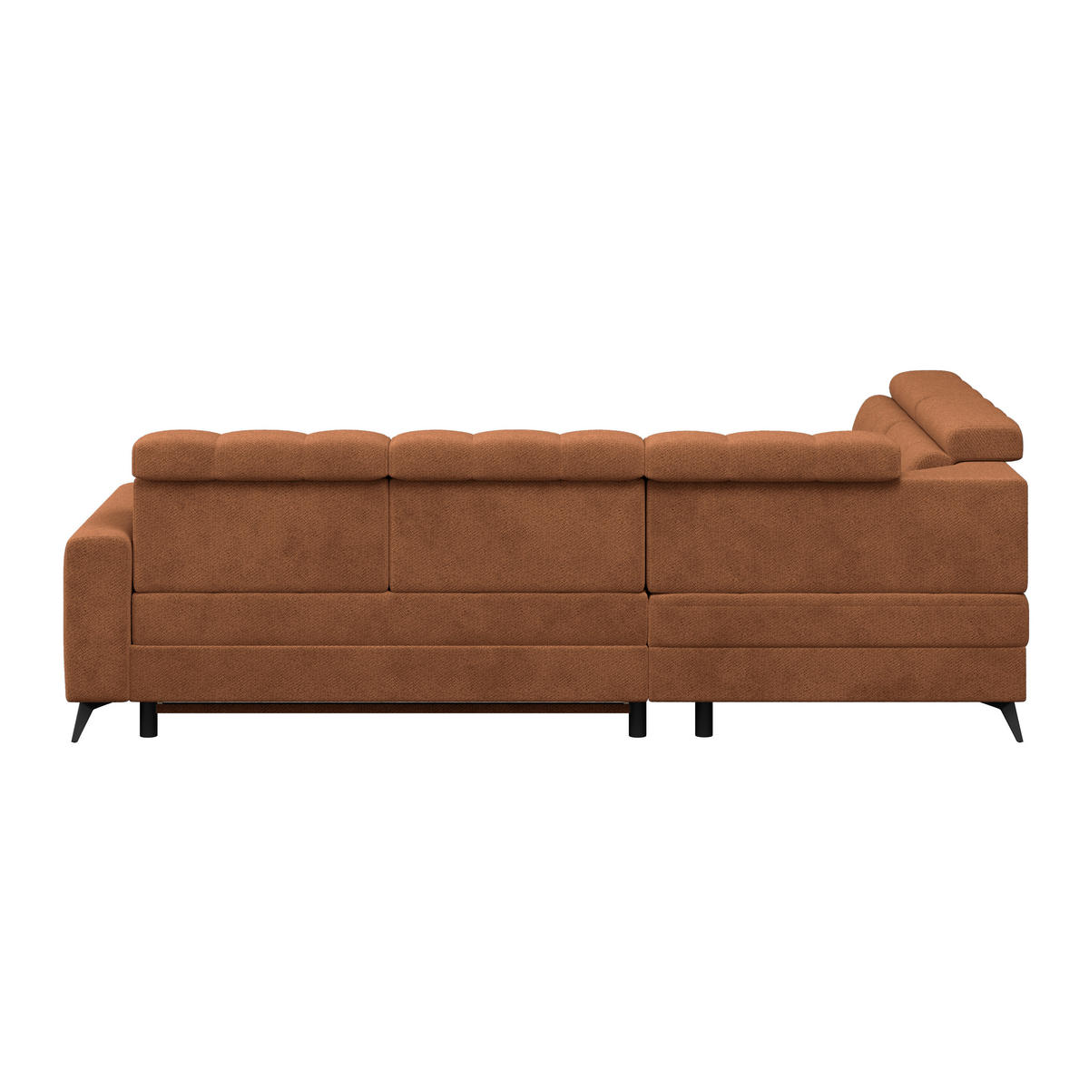 ECKSOFA BARLETTA NEW Terracotta Velours Bettkasten, Kopfteilverstellung, Sitztiefenverstellung, Liegefläche im Originalstoff  - Terracotta/Schwarz, ROMANTIK / LANDHAUS, Textil/Metall (228/289cm) - MID.YOU