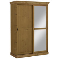 SCHIEBETÜRENSCHRANK 150/220/69 cm 2-türig Laugenfarbig  - Laugenfarbig/Messingfarben, ROMANTIK / LANDHAUS, Glas/Holz (150/220/69cm) - Boxxx