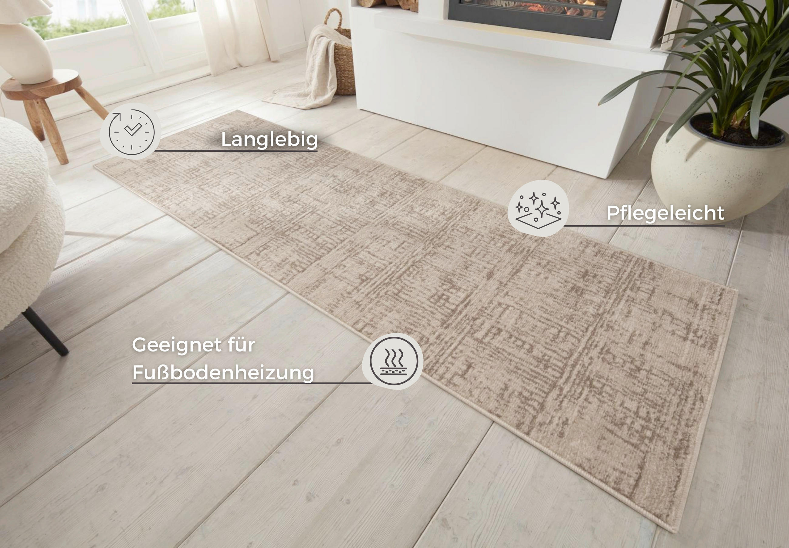 LÄUFER 80/200 cm Terrain  - Creme/Braun, Design, Kunststoff/Textil (80/200cm)