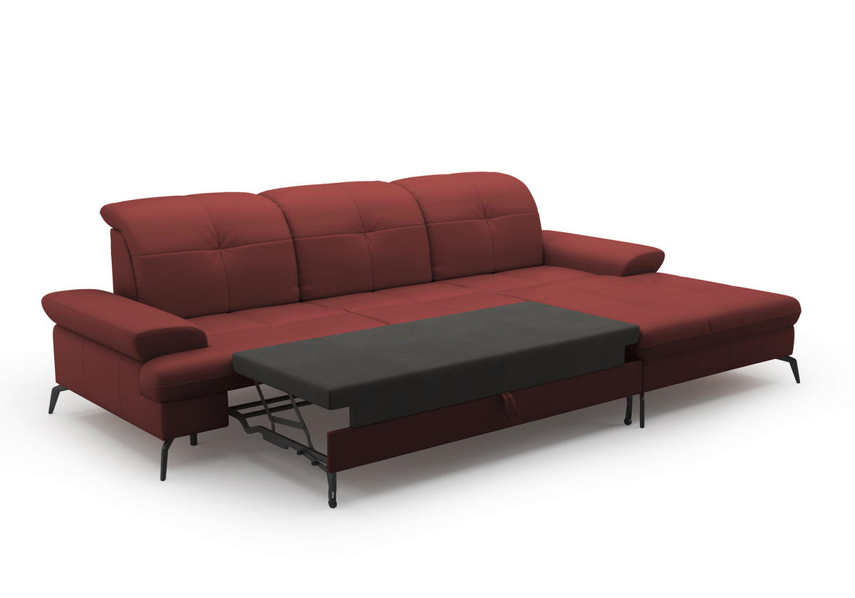ECKSOFA in Vliesstoff Kombination Echtleder/Stoff Rotbraun  - Rotbraun/Schwarz, Konventionell, Leder/Textil (279/185cm) - Sit & More