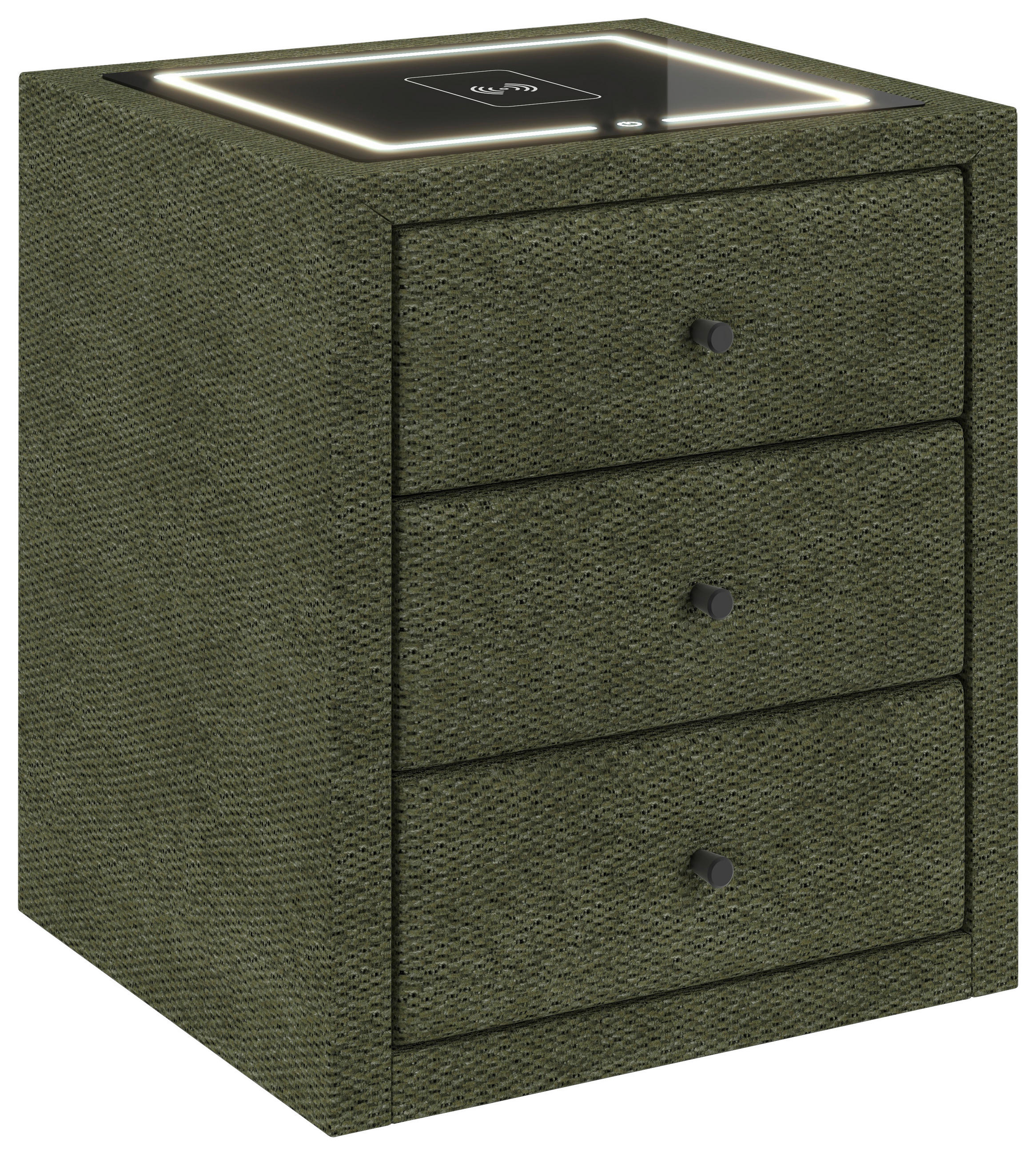 NACHTSCHRANK 49,5/56,5/46 cm, Grün,  - Schwarz/Grün, Basics, Glas/Kunststoff (49,5/56,5/46cm) - Chameo