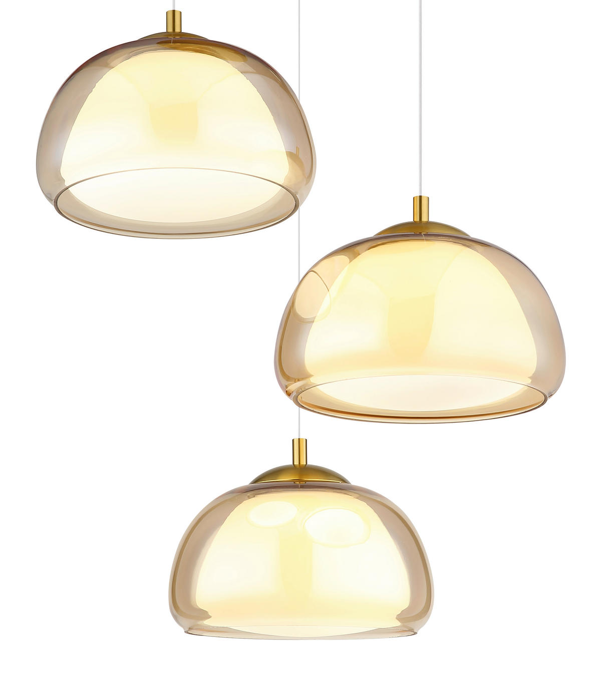 LED-HÄNGELEUCHTE 50/150 cm  - Transparent/Goldfarben, Design, Glas/Kunststoff (50/150cm) - Globo