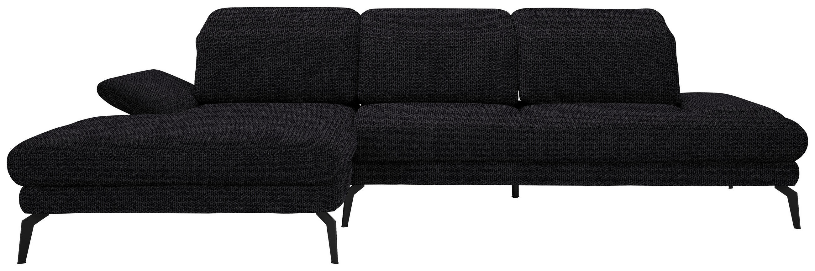 ECKSOFA in Webstoff Schwarz  180/289 cm  - Schwarz, Design, Textil/Metall (180/289cm) - Stylife