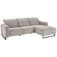 ECKSOFA in Cord Grau  - Schwarz/Grau, KONVENTIONELL, Textil/Metall (266/180cm) - Hom`in