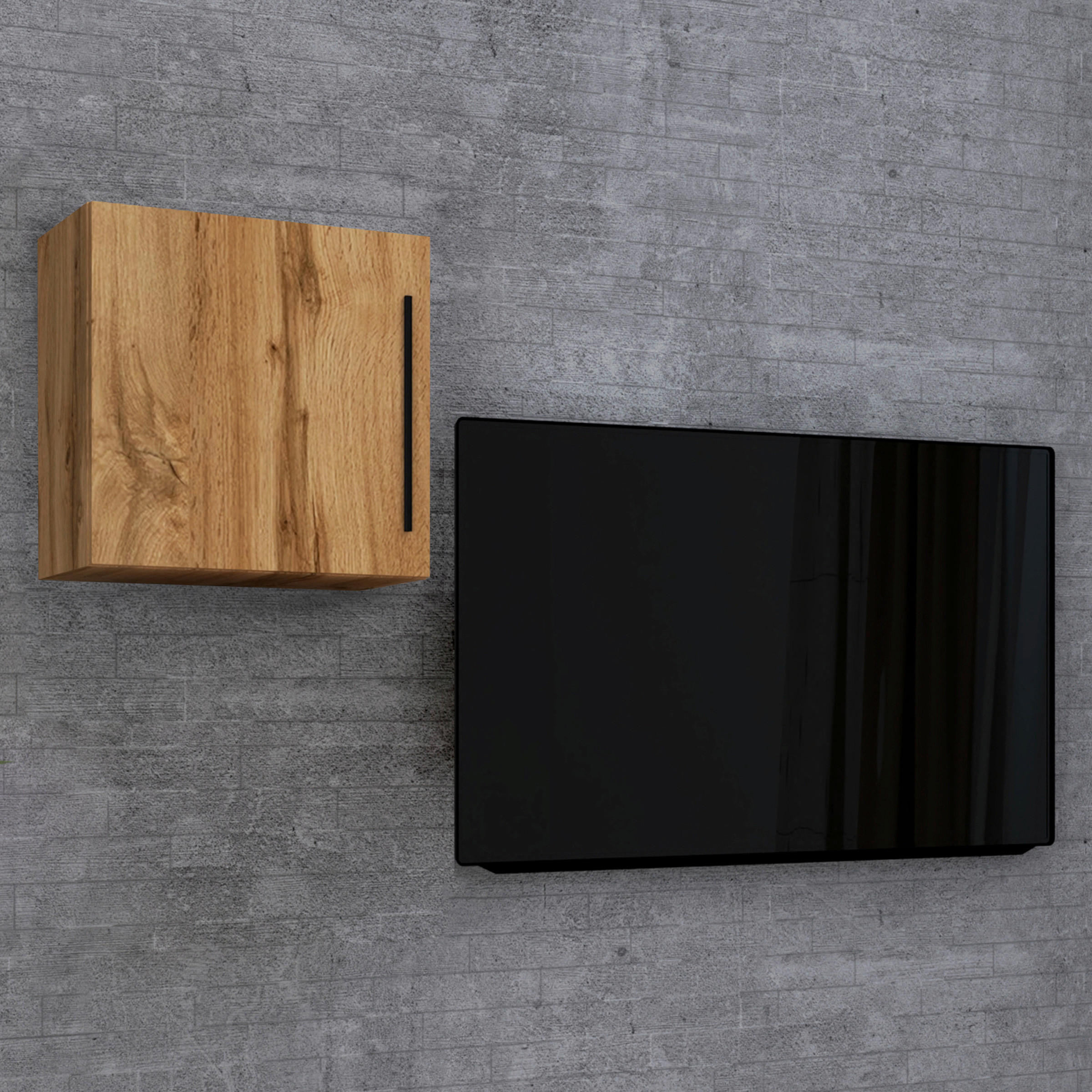 HÄNGEELEMENT in Honigeiche - Honigeiche/Schwarz, Modern, Holzwerkstoff/Metall (50/50/30cm) - MID.YOU