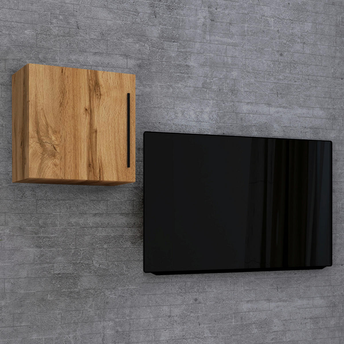 VÄGGHÄNGD MODUL i honungsek   - honungsek/svart, Modern, metall/trämaterial (50/50/30cm) - MID.YOU