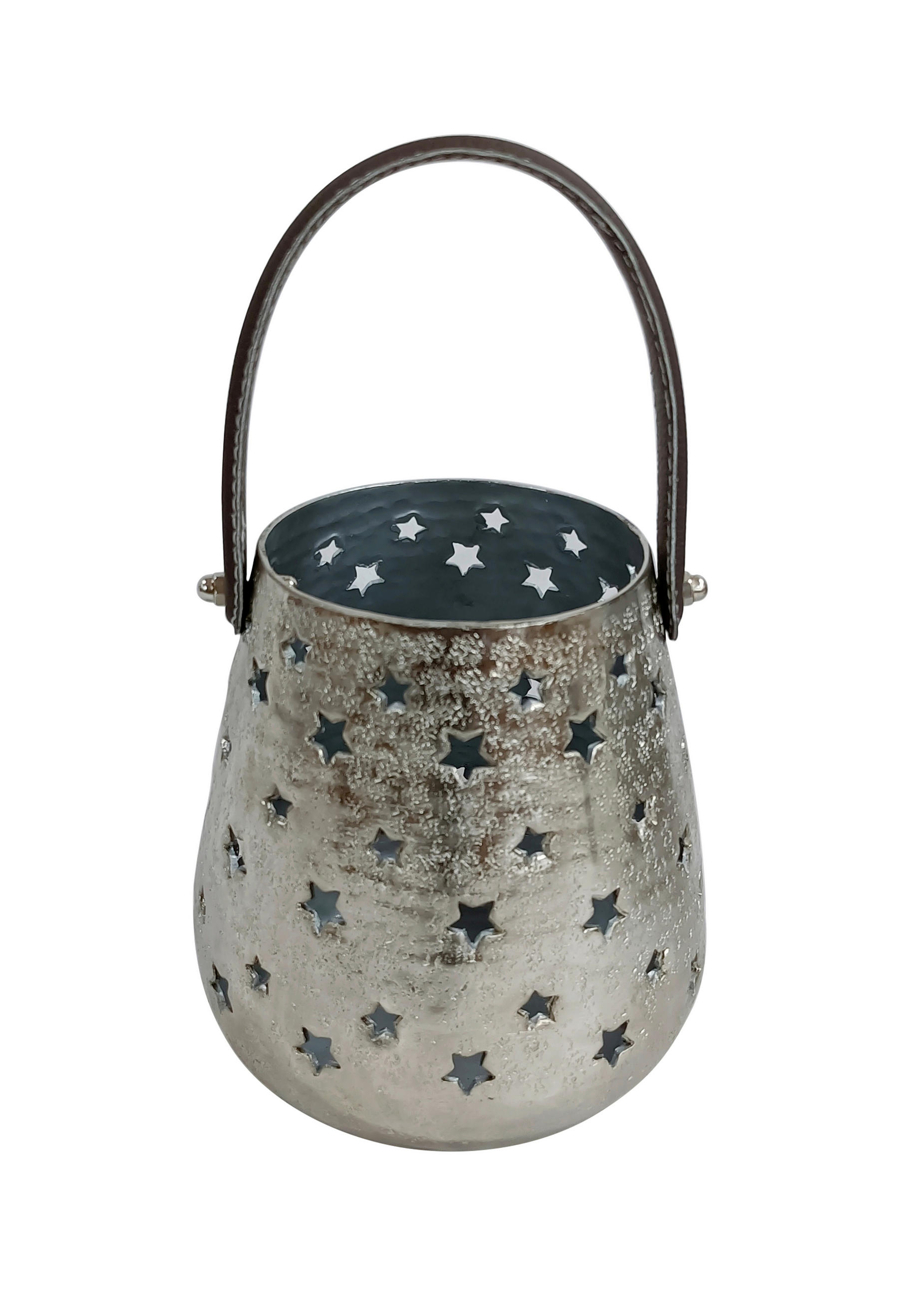 LATERNE  - Dunkelbraun/Nickelfarben, LIFESTYLE, Leder/Metall (14/21,5cm) - X-Mas