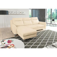 ECKSOFA Lederlook Echtleder Beige  - Chromfarben/Beige, Design, Leder/Textil (236/168cm) - Livetastic