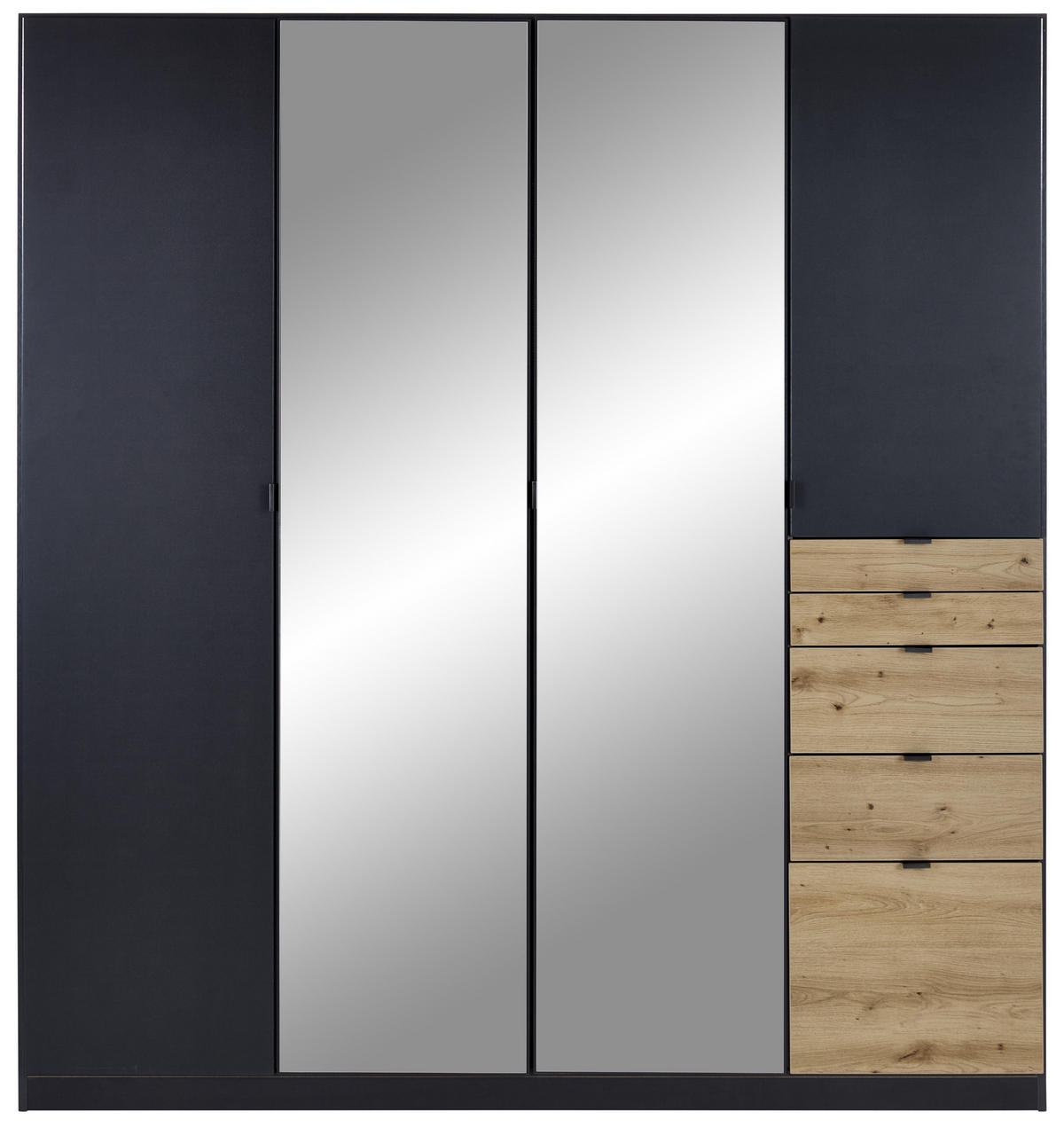 DREHTÜRENSCHRANK in Dunkelgrau, Eiche Artisan  - Eichefarben/Dunkelgrau, Modern, Holzwerkstoff (181/197/54cm) - Rauch Möbel