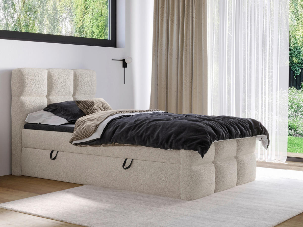BOXBETT 120/200 cm  in Beige  - Beige/Schwarz, Design, Holzwerkstoff/Kunststoff (120/200cm) - Xora