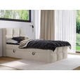 BOXBETT 120/200 cm,  in Beige, gepolstertes Kopfteil, Bettkasten, Topper, H3 = fest  - Beige/Schwarz, Design, Holzwerkstoff/Kunststoff (120/200cm) - Xora