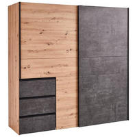 SCHWEBETÜRENSCHRANK 170/200/61 cm 2-türig Dunkelgrau, Eiche Artisan  - Dunkelgrau/Schwarz, KONVENTIONELL, Holzwerkstoff/Kunststoff (170/200/61cm) - Carryhome