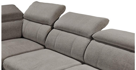 ECKSOFA Sandfarben Mikrovelours  - Sandfarben/Schwarz, KONVENTIONELL, Kunststoff/Textil (231/274cm) - Carryhome