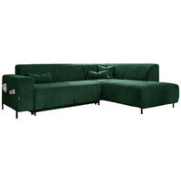 ECKSOFA Dunkelgrün Cord Zierkissen, Nierenkissen, Bettkasten  - Dunkelgrün/Schwarz, Textil/Metall (250/192cm) - MID.YOU