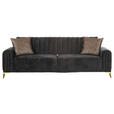 BIGSOFA in Samt Schwarz  - Goldfarben/Schwarz, Trend, Textil/Metall (235/90/100cm) - Carryhome