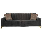 BIGSOFA in Samt Schwarz  - Goldfarben/Schwarz, Trend, Textil/Metall (235/90/100cm) - Carryhome