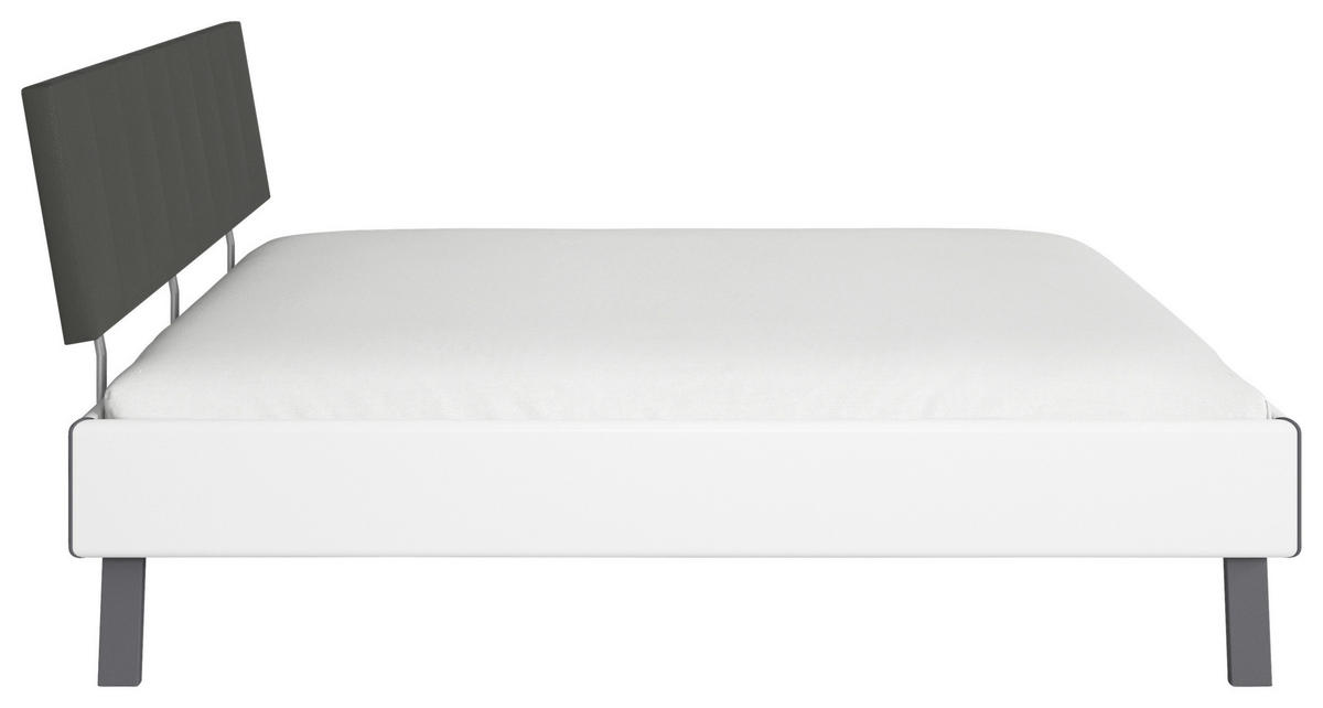 BETT 180/200 cm,  in Weiß,  - Weiß/Grau, Design, Textil/Metall (180/200cm) - Carryhome