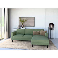 ECKSOFA  in Cord Grün  232/161 cm  - Schwarz/Grün, MODERN, Textil/Metall (232/161cm) - Trendmanufaktur